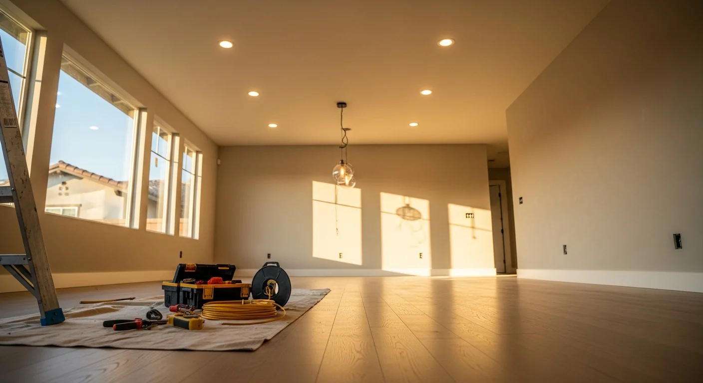 Modern pendant lighting installed in residential kitchen