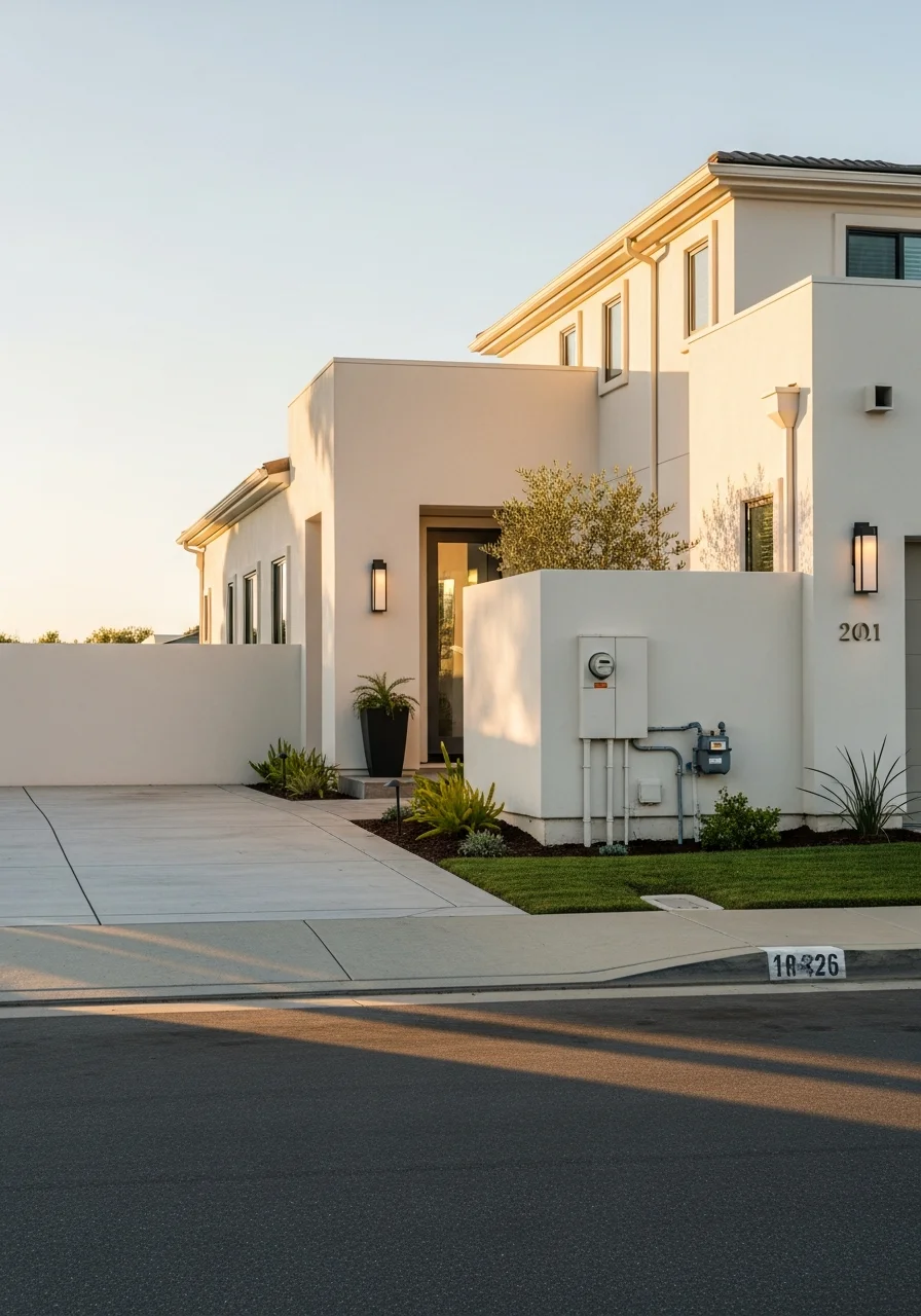 Orange County property exterior showing quality finishes and well-maintained grounds.